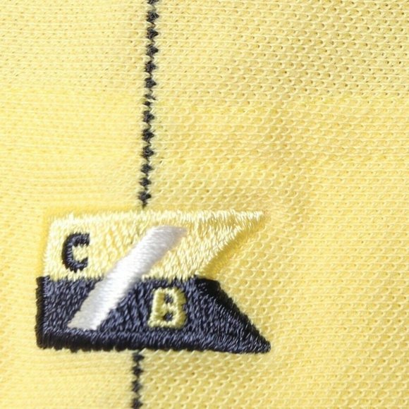 CUTTER‎ & BUCK YELLOW/BLUE STRIPED POLO SHIRT LARGE - Picture 5 of 6